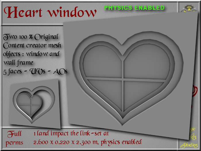Heart window - 1 LI - 2 FULL PERMS Meshes