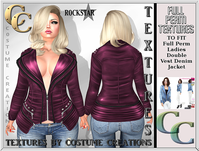 ROCKSTAR LEATHER JACKET TEXTURE - PLUM- FULL PERM