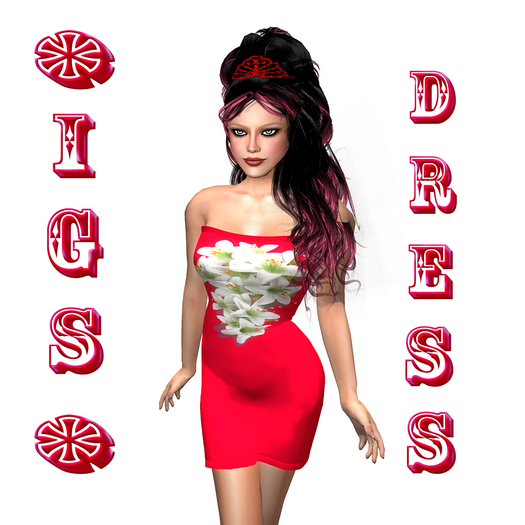 *IGS* Red Mini-Dress With Flowers