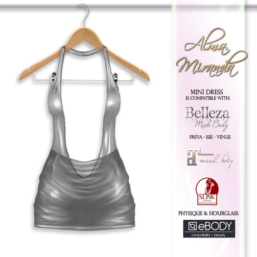 .: AlmaMiranda :. Nude Latex Deep Neck Mini Dress Slink Physique, Hourglass, eBody, Maitreya, Venus, Isis, Freya