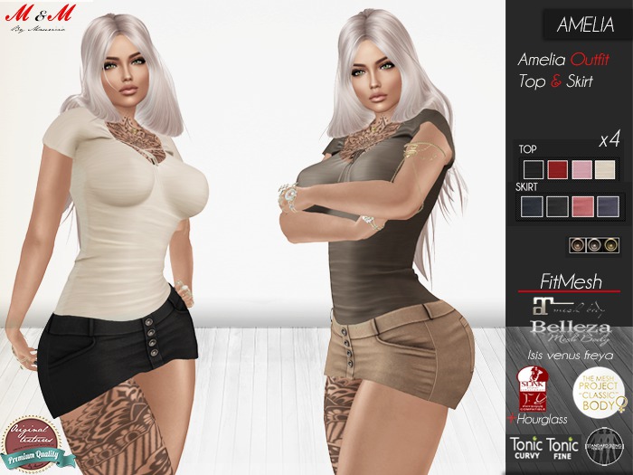 M&M*AMELIA TOP & SKIRT /x4*FITMESH