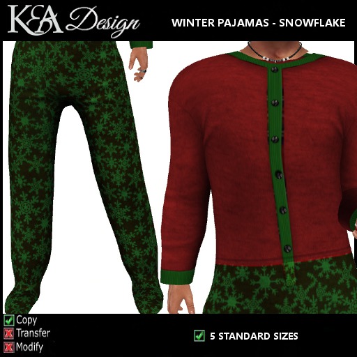 K&A Design - Winter Pajamas (snowflakes)