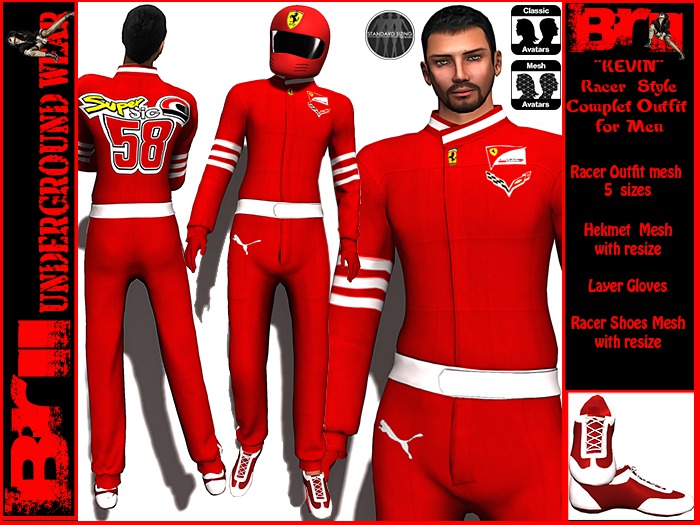 **KEVIN RACER STYLE COMPLET OUTFIT FOR MEN**