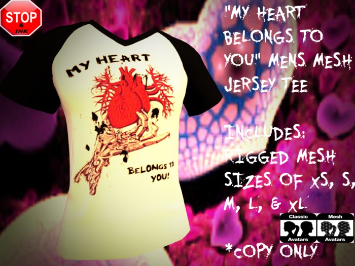 *Stop & Ink* "My Heart Belongs To You" Mens Mesh Jersey Tee [PROMO]