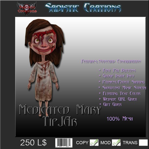 {SC} Medicated Mary Tipjar (WEAR ME)