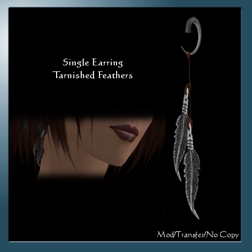 Single Earring - Tarnished Feathers