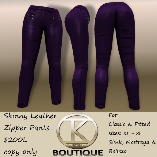 IKWE Womens Leather Skinny Pants purple