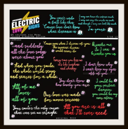 Second Life Marketplace [Kres] Electric Love Signs [10] Movie