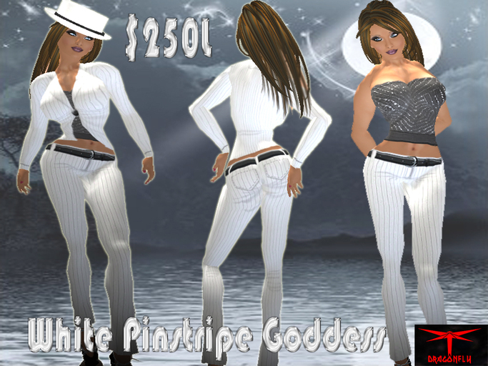White PinStripe Goddess Hat IncludDragonFly Designs