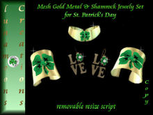St. Patrick's Day Mesh Gold Metal Shamrock Jewelry Set
