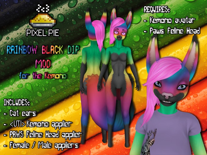 PIXEL PIE - Rainbow Black Dip Gradient Mod for the Kemono
