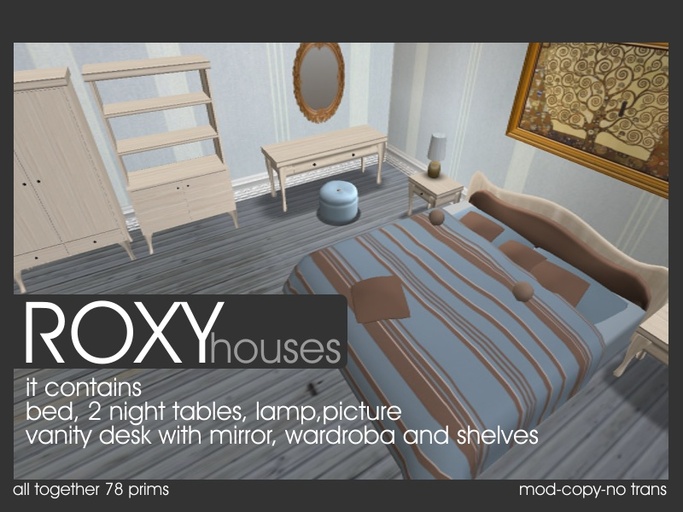 ROXY furniture - blue bedroom (78prims) BOXED