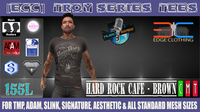 [ECC] TROY SERIES TEES-HARD ROCK CAFE - BROWN