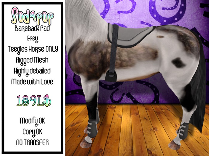 Sodapop - Bareback Pad - Plain Grey