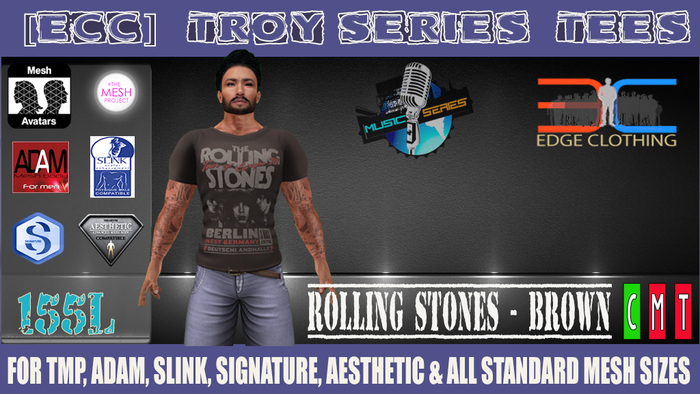 [ECC] TROY SERIES TEES-ROLLING STONES BERLIN BROWN