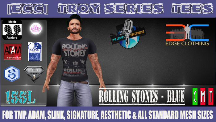 [ECC] TROY SERIES TEES-ROLLING STONES BERLIN BLUE