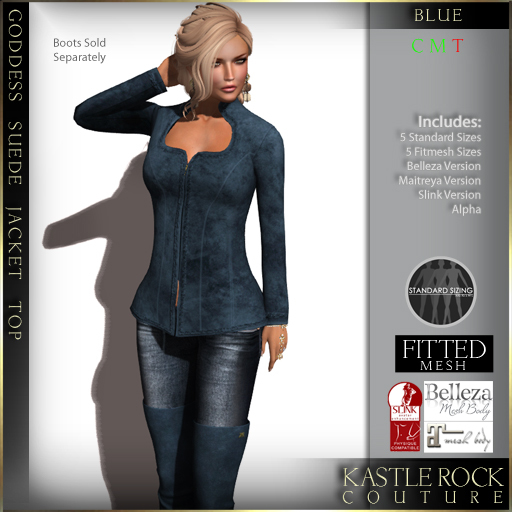 :KR: Goddess Suede Jacket Top - Blue