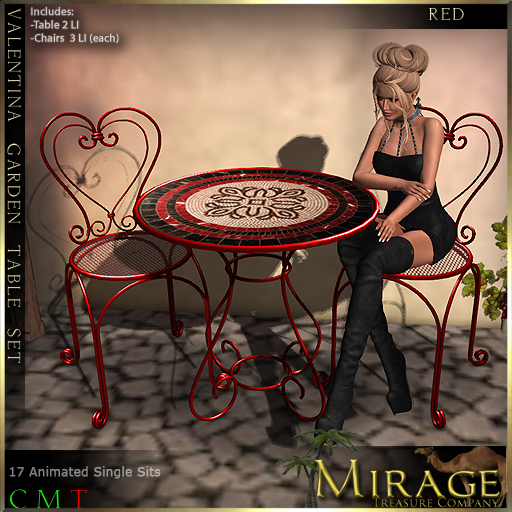 =Mirage= Valentina Garden Table Set - Red