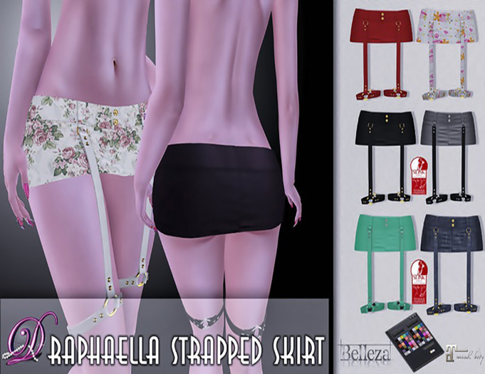 .::D::. Raphaella Strapped Skirt* Rigged Mesh [HUD Driven]