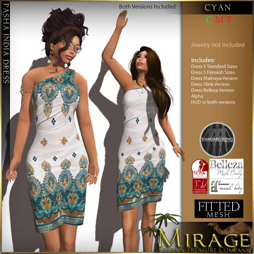 =Mirage= Pasha India Dress - Cyan