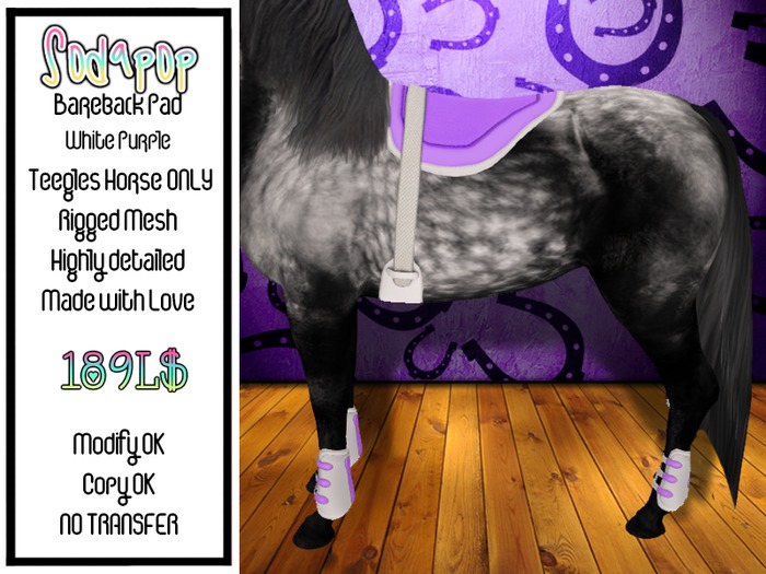 Bareback Pad - White Purple