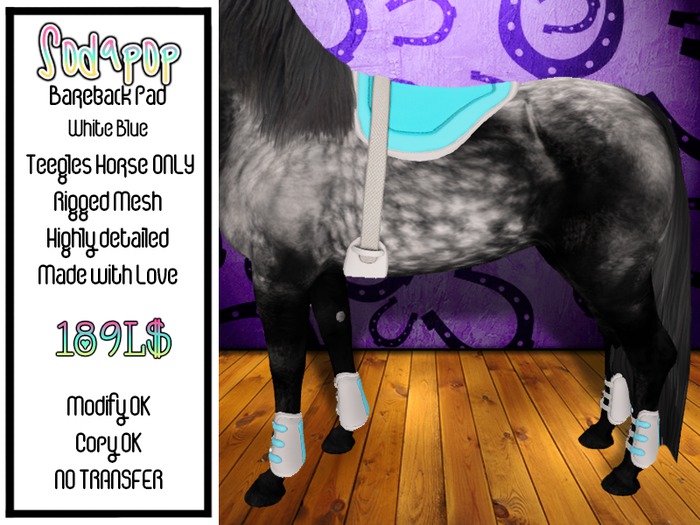 Bareback Pad - White Blue