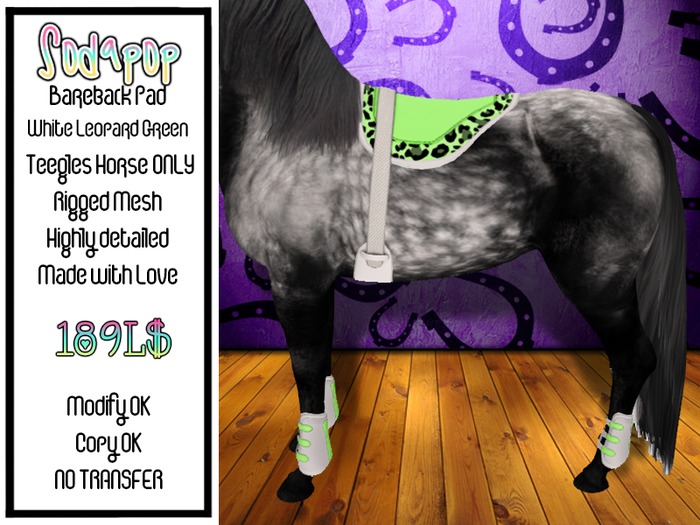 Sodapop - Bareback Pad - White Green Leopard