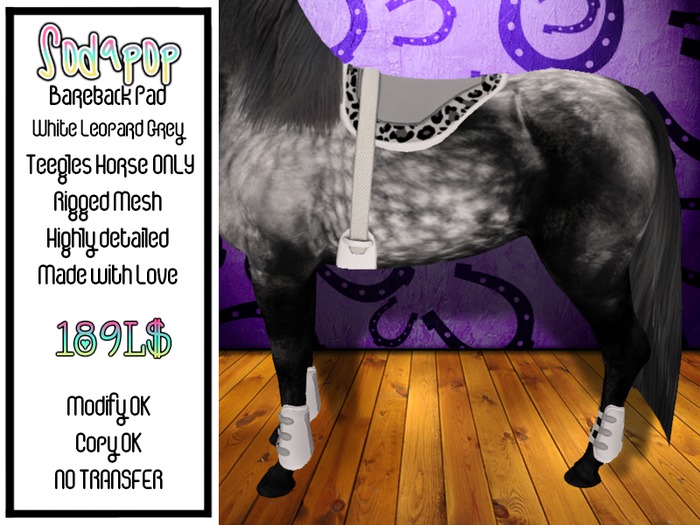 Sodapop - Bareback Pad - White Grey Leopard
