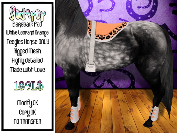 Sodapop - Bareback Pad - White Orange Leopard