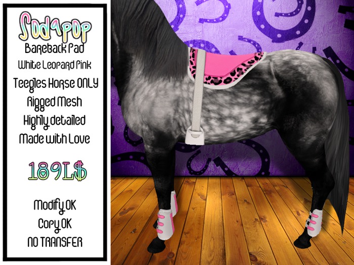 Sodapop - Bareback Pad - White Pink Leopard