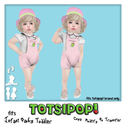 TOTSIPOP! Grow Up Set Pink Striped Dungaree Overall Shorts