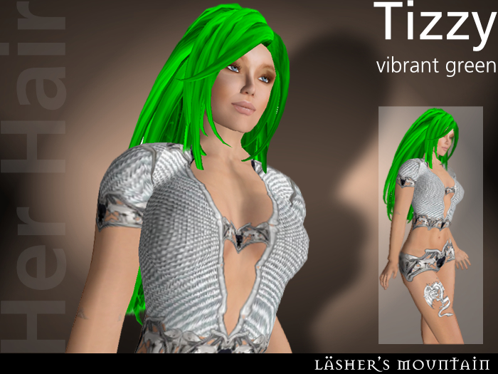 TIZZY Long Full Volume Flexi Vibrant GREEN HAIR