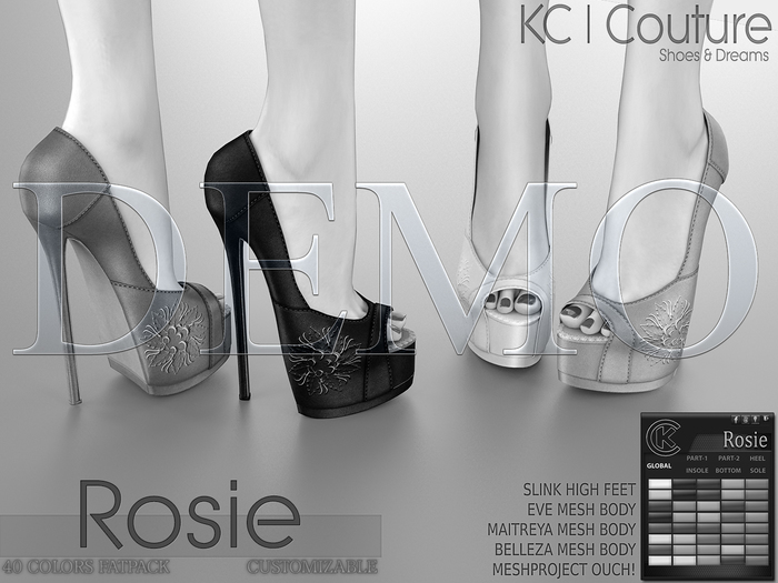 *DEMO* -KC- ROSIE HEELS / MAITREYA, BELLEZA, SLINK, EVE, MESHPROJECT, TONIC