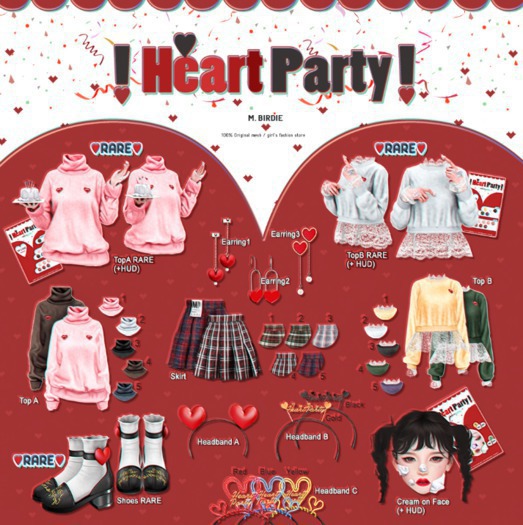 `M.BIRDIE / Heart Party! . Headband B-black