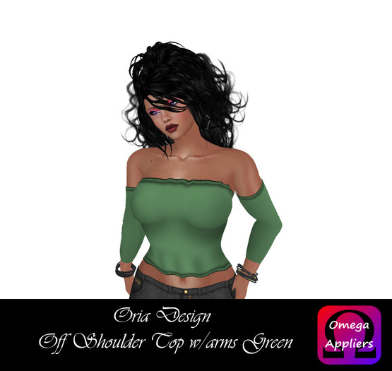 Oria Design - Off Shoulder Top w/arms Green
