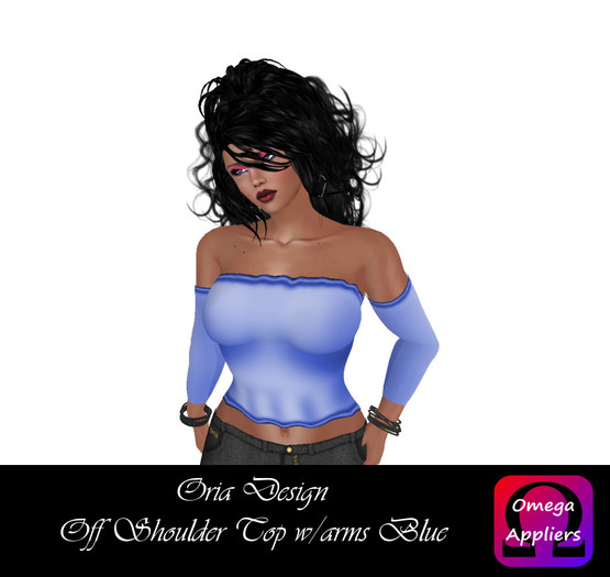 Oria Design - Off Shoulder Top w/arms Blue