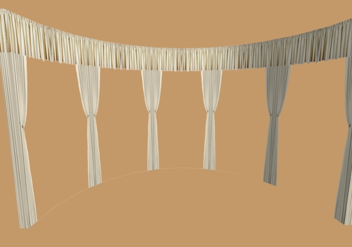 1 Round Prim White 3 step Drapes