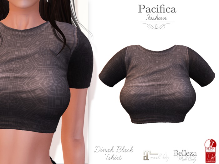 Pacifica Fashion - Dinah Black Tshirt (Belleza, Maitreya, Slink)