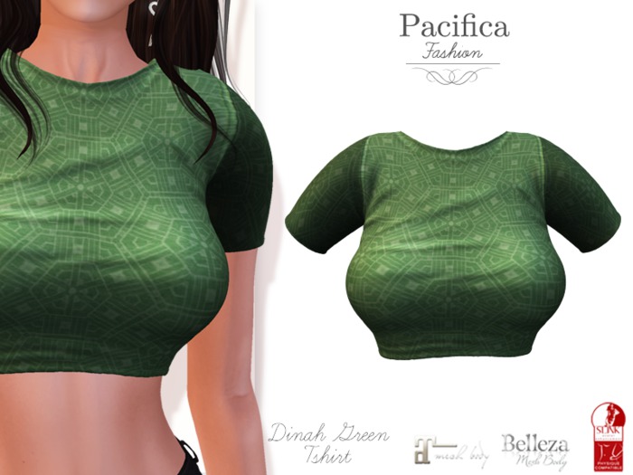 Pacifica Fashion - Dinah Green Tshirt (Belleza, Maitreya, Slink)