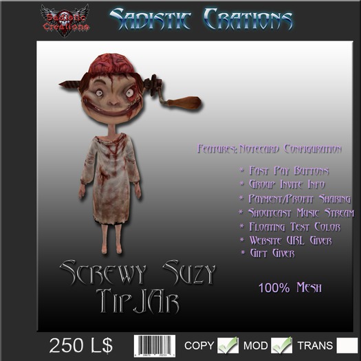 {SC} Screwy Suzy Tipjar (WEAR ME)