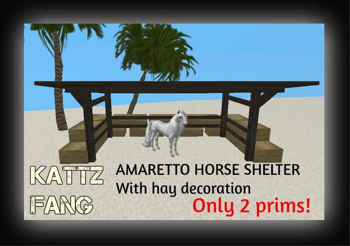 !KF! Horse shelter with hay 2 prims BOXED