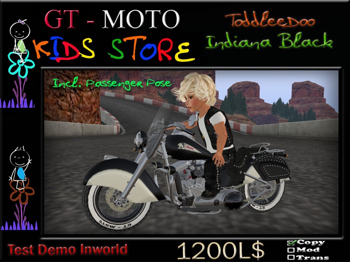GT - MOTO Kids Indiana Black White ToddleDoo (BOX)