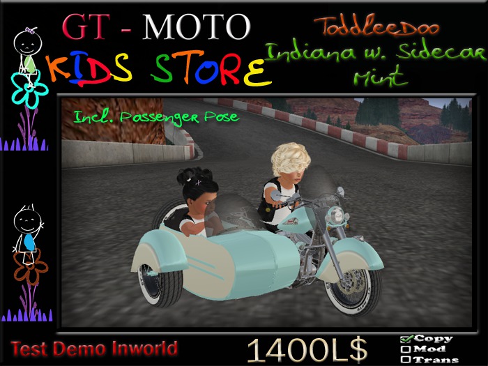 GT - MOTO Kids Indiana Sidecar Mint ToddleDoo (BOX)