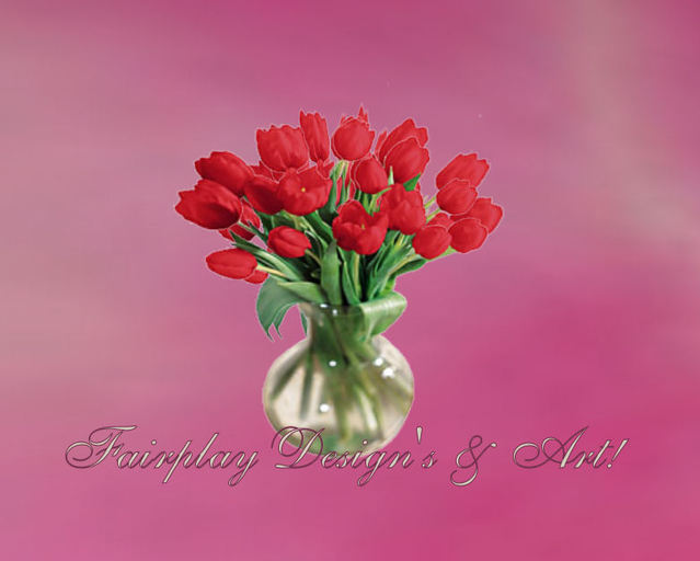 Red Tulips in Vase