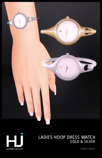 {HJ} Ladies Hoop Dress Watch - Gold & Siver (Add)