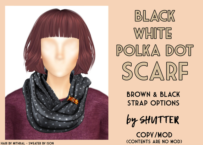 Shutter Scarf Black White Polka Dots [Boxed]