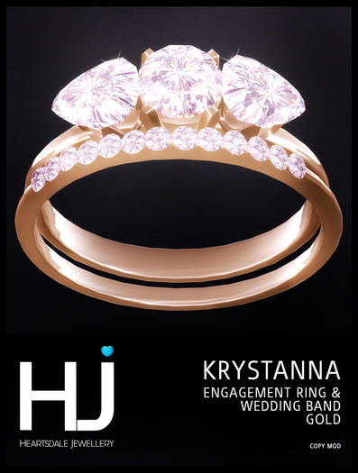 [HJ] Krystanna Engagement Ring & Wedding Band Gold