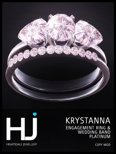 [HJ] Krystanna Engagement Ring & Wedding Band Platinum