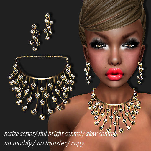 [DEMO] Necklace & Earrings Set Multi-Row Gold   -RYCA-