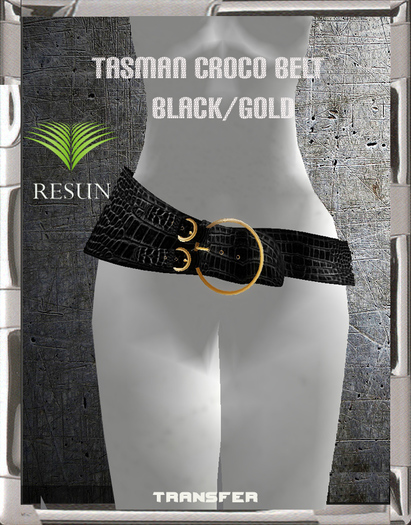 Res_Tasman Croco Belt Black /gold
